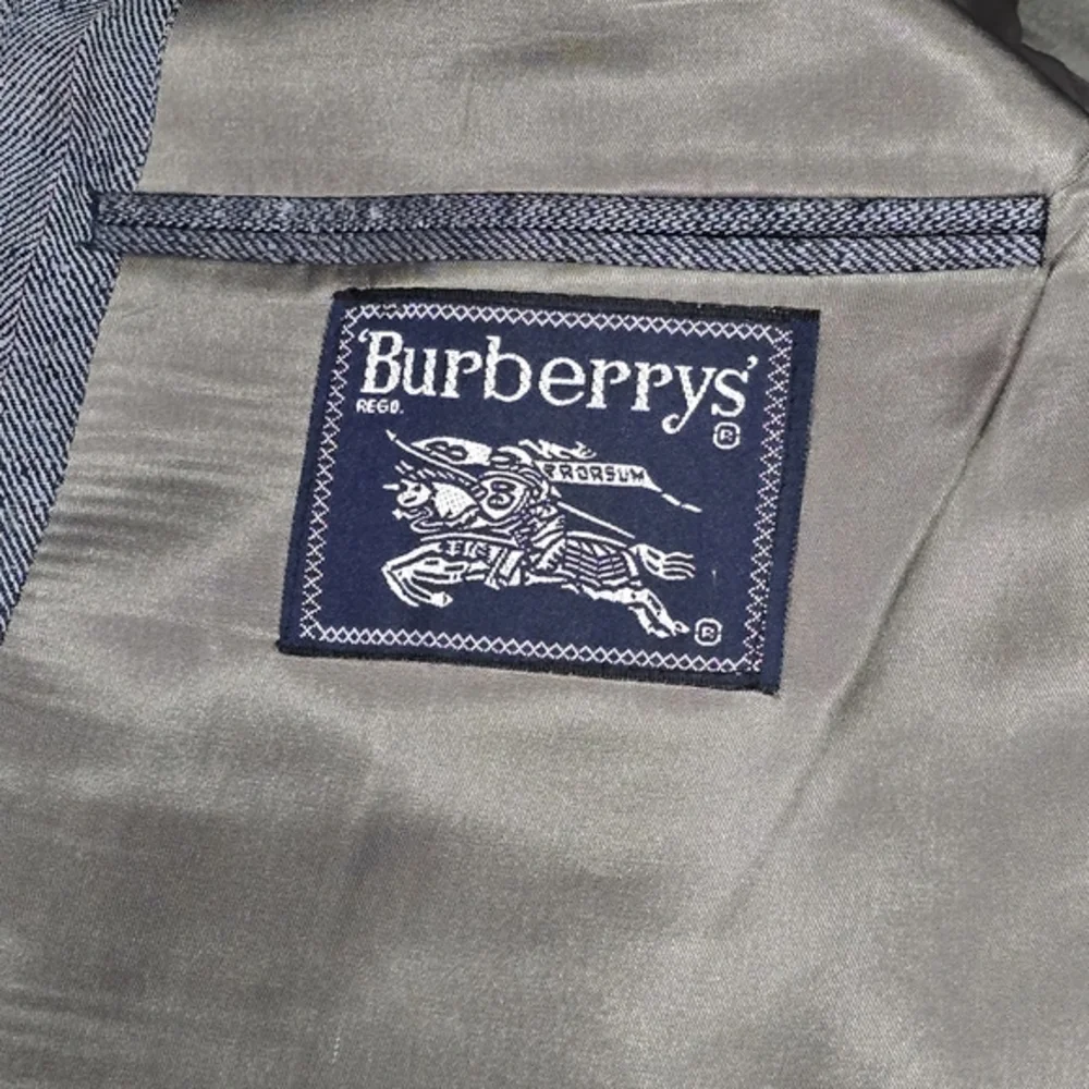 VTG Burberrys Silk Blazer‎ Mens Herringbone 2 Button Sport Coat Blue Size 42R